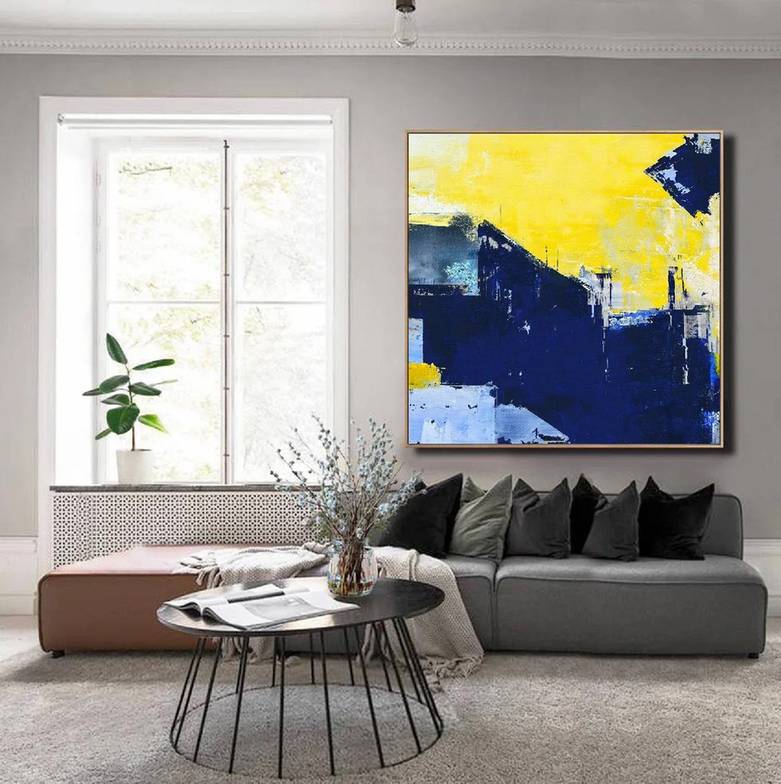 Dining Blue Office Entryway Abstract Canvas Artwork DEV75 wall art